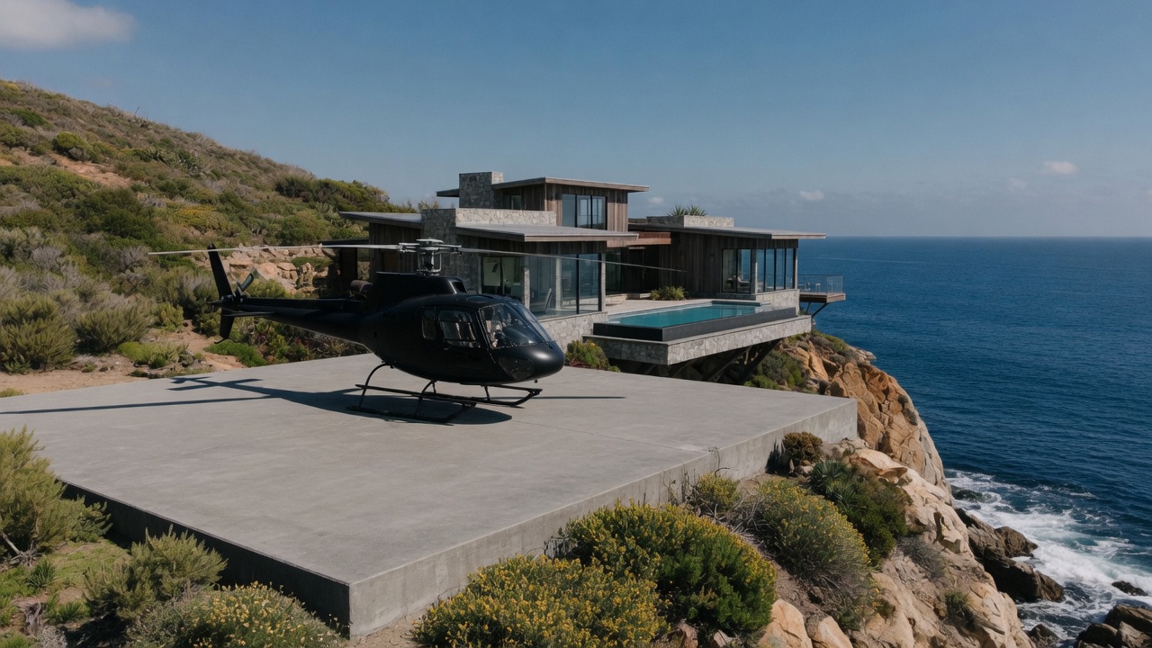 Private helipad on the ridge above the villa